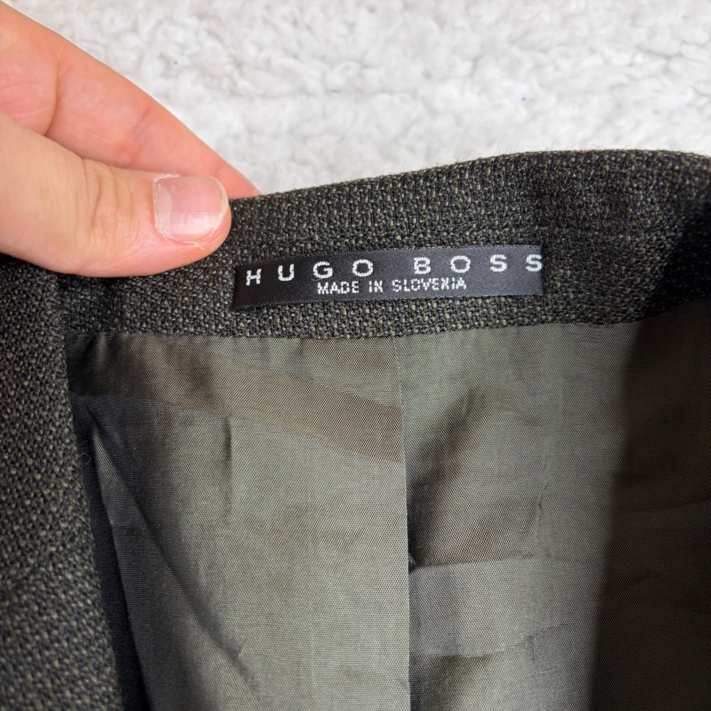80s Hugo Boss Mars Blazer Mens 42R Green Virgin Wool Button Sport Coat Jacket - Picture 3 of 11